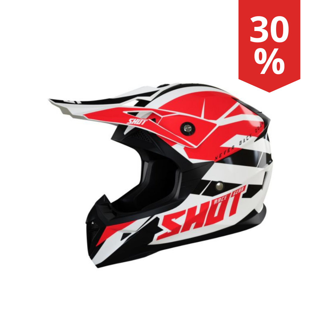 Casco Motocross Bambino Shot Pulse Revenge Rosso Bianco Nero