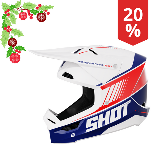 Casco Motocross Bambino Shot Furious Peak Blu rosso Bianco