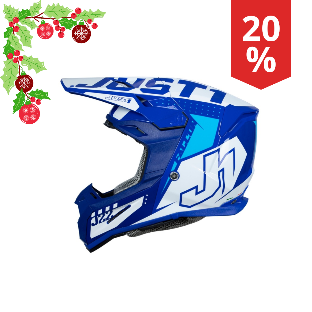 Casco Motocross Just1 J22-F Falcon Blu/Bianco