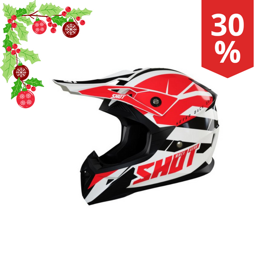 Casco Motocross Bambino Shot Pulse Revenge Rosso Bianco Nero