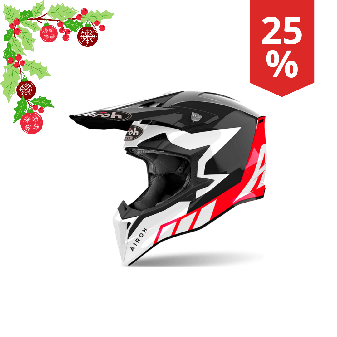 Casco Motocross Airoh Wraaap Reloaded rosso lucido 2024