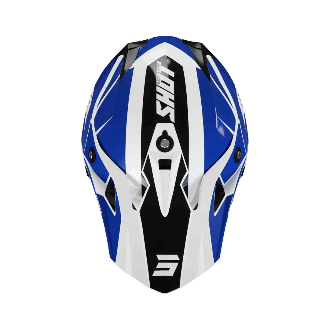 Casco Motocross Shot Pulse Revenge Bianco Blu Nero