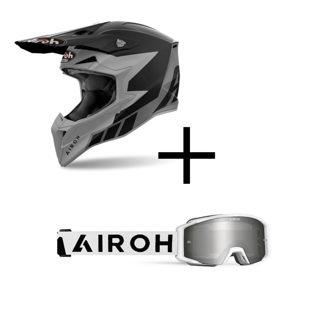 Promo Casco Airoh Wraaap Grey/Black + Mascherina Airoh Blast XR1