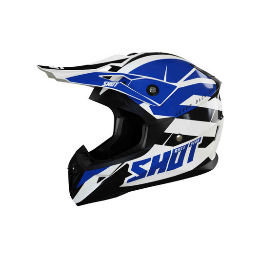 Casco Motocross Shot Pulse Revenge Bianco Blu Nero