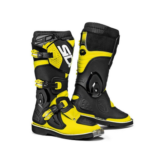 Stivali Motocross Bambino Sidi Flame Nero-Giallo Fluo