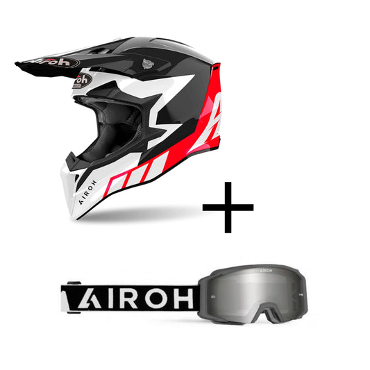 Promo Casco Airoh Wraaap Red/White/Black + Mascherina Airoh Blast XR1