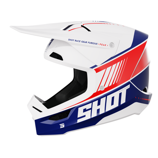 Casco Motocross Bambino Shot Furious Peak Blu rosso Bianco