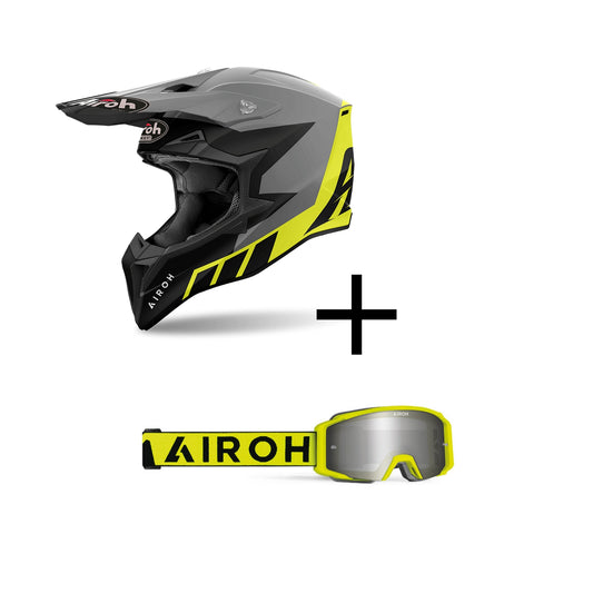 Promo Casco Airoh Wraaap Yellow/Grey/Black + Mascherina Airoh Blast XR1